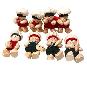 Set‎ Of 8 Vintage Charming Group LTD Gingerbreads Chef Plush Dolls Holiday Decor